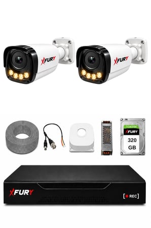 FURY 2 Kameralı Güvenlik Kamera Seti 4 Warm LED Gece Renkli Görüş 320GB HDD