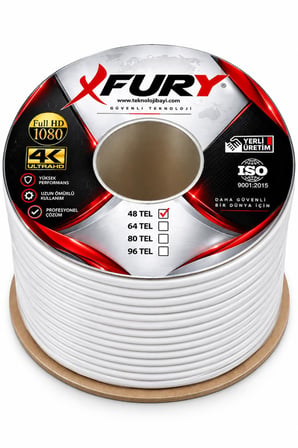 FURY 48 Tel RG6-U6 Koaksiyel TV ve Uydu Anten Kablosu 100 Metre