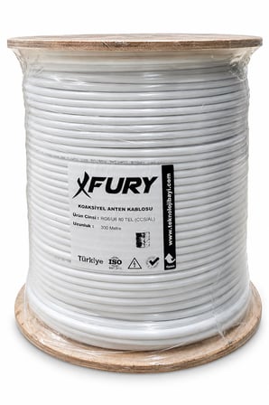 FURY 80 Tel RG6-U6 Koaksiyel TV ve Uydu Anten Kablosu 300 Metre