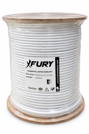 FURY 64 Tel RG6-U6 Koaksiyel TV ve Uydu Anten Kablosu 300 Metre