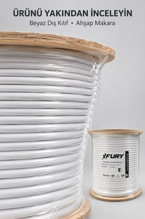 FURY 64 Tel RG6-U6 Koaksiyel TV ve Uydu Anten Kablosu 300 Metre