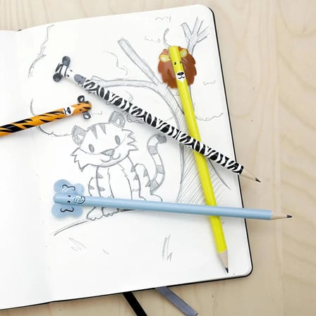 Kikkerland Safari Animal Pencils 4’lü Safari Hayvan Figürlü Kurşun Kalem Seti
