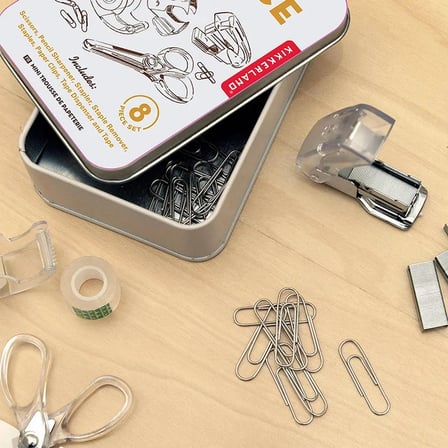 Kikkerland Anywhere Office Kit 8 Parça Mini Kırtasiye Seti – Metal Kutulu