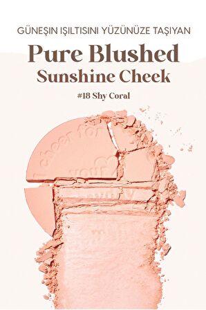 Pastel Tonlarda Sebum Dengeleyici Toz Allık Peripera Pure Blushed Sunshine Cheek (18 Shy Coral)