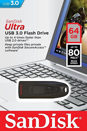 Sandisk SDCZ48-064G-U46 64 GB 80MB/s Ultra Siyah USB 3.0  USB Flash Bellek