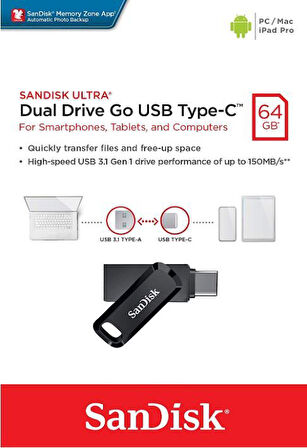 Sandisk SDDDC3-064G-G46 64 GB Ultra Dual Drive Type C USB 3.1 Flash Bellek