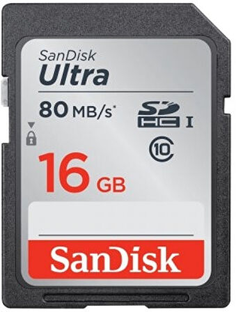Sandisk SDSDUNS-016G-GN3IN 16 GB Ulftra SDHC 80Mb/s SDXC Class 10 SD Hafıza Kartı