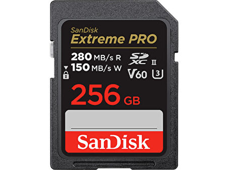 SANDISK Extreme Pro 256GB V60 UHS-II, 280/150MB/s,V60,C10,UHS-II SDXC Hafıza Kartı