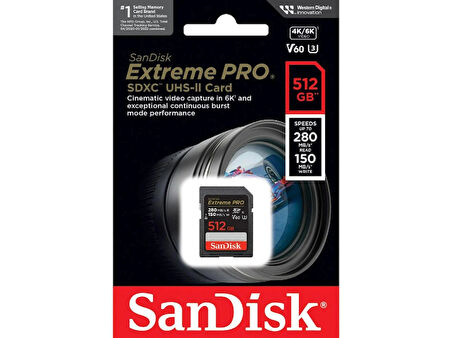 SanDisk Extreme PRO 512GB SDSDXEP-512G-GN4IN 280MB/s UHS-II SDXC 6K-4K UHD Hafıza Kartı