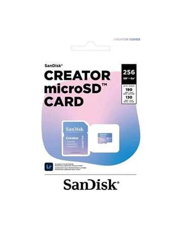 SanDisk Creator 256GB 190/130MB/S Microsdxc Uhs-I A2 V30 Adaptörlü Hafıza Kartı SDSQXAV-256G-IN6MS