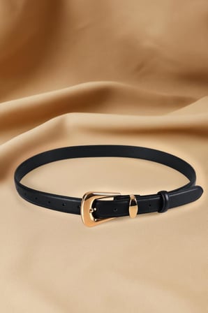 WİLLİAMPOLO Full Grain  Deri Gold Toka Siyah Kadın Kemer