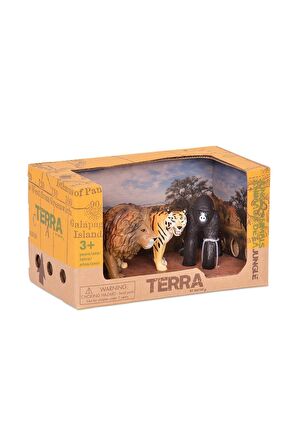 Terra Orman Hayvanları 3'lü Set Zebra, Fil ve Çita