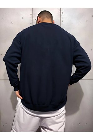 Unisex Yön Gösteren Pusula Tasarım Baskılı Bisiklet Yaka Sweatshirt