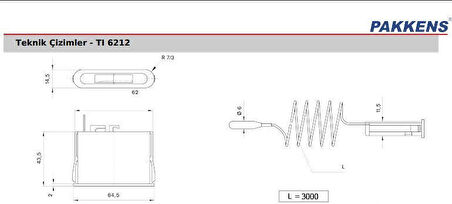 Pakkens 62x12 mm 0/+120 °C Arkadan Bağlantılı Gazlı Termometre 3mt Kapiler Boyu