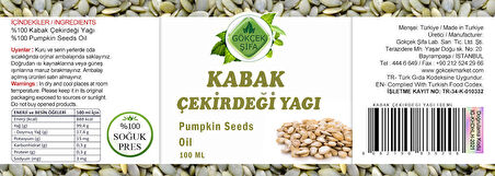 Kabak Çekirdeği Yağı (Pumpkin Seed Oil) 100 Ml.