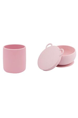 Kapaklı Kase + Mini Bardak Set Pembe