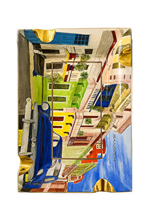 Parmida Küba Desenli Porselen Dörtlü Puro Küllüğü