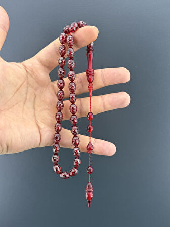 GÜMÜŞ İŞLEMELİ ATEŞ KEHRİBAR BADEM KESİM 8X11,50