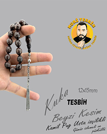 GÜMÜŞ İŞLEMELİ VE PÜSKÜLLÜ KAMİL PUG ATOLYESİ KUKA BEYZİ KESİM 12X15
