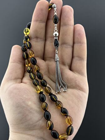 6,4 GR 925 AYAR GÜMÜŞ PÜSKÜL SIKMA KEHRİBAR BEYZİ KESİM 7,50X10,75
