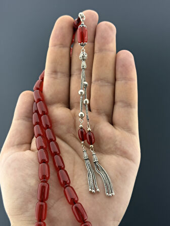 6,4 GR 925 AYAR GÜMÜŞ PÜSKÜL SIKMA KEHRİBAR KAPSÜL KESİM 8X13