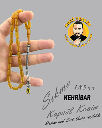 5,6 GR 1000 AYAR GÜMÜŞ KAZAS MUHAMMED SAiD SIKMA KEHRİBAR KAPSÜL KESİM 6X11,50