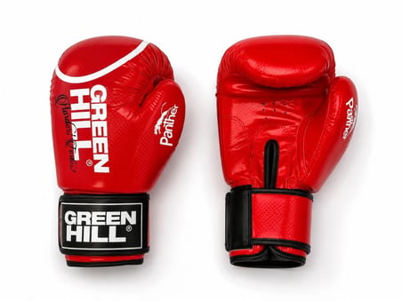 Green Hill Panther Carbon Deri Boks ve Kick-Boks Eldiveni Kırmızı