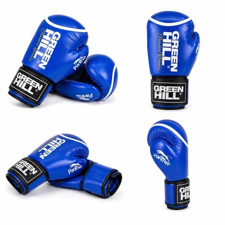 Green Hill Panther Carbon Deri Boks ve Kick-Boks Eldiveni Mavi