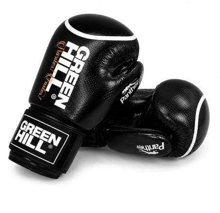 Green Hill Panther Carbon Deri Boks ve Kick-Boks Eldiveni Siyah