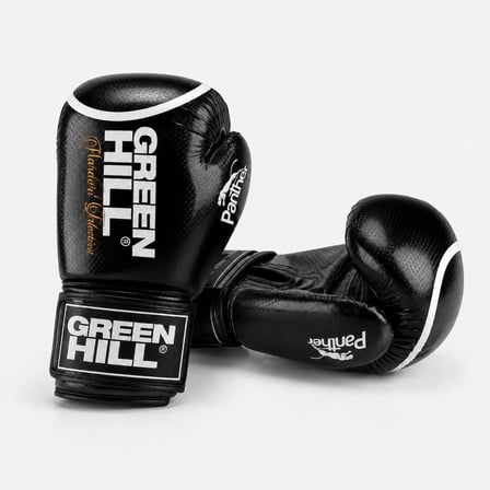 Green Hill Panther Carbon Deri Boks ve Kick-Boks Eldiveni Siyah