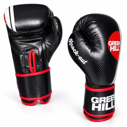 Green Hill Knock Out Carbon Deri Boks ve Kick-Boks Eldiveni Siyah