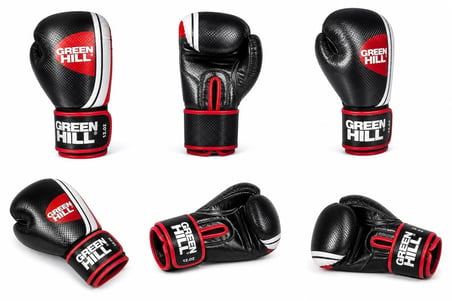 Green Hill Knock Out Carbon Deri Boks ve Kick-Boks Eldiveni Siyah
