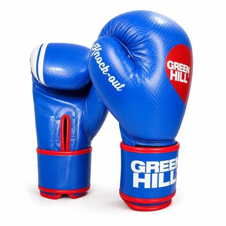 Green Hill Knock Out Carbon Deri Boks ve Kick-Boks Eldiveni Mavi