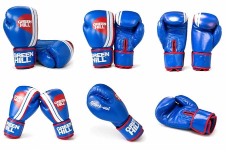 Green Hill Knock Out Carbon Deri Boks ve Kick-Boks Eldiveni Mavi