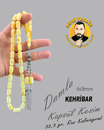 MURİ TESBİH 35,3 GR RUS KALİNİNGRAD DAMLA 11,9 GR 925 AYAR GÜMÜŞ PÜSKÜL KAPSÜL KESİM 9X16