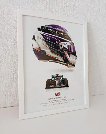 30x42 cm Hamilton Formula 1, F1 Çerçeveli Poster Tablo 1 mm Şeffaf Korumalı