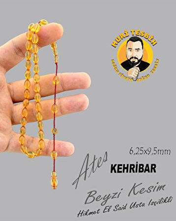 HİKMET AL SAİD ATEŞ KEHRİHAR TESBİH BEYZİ KESİM 6,25X9,50mm