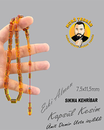 ÜMİT DEMİR HOKA KAPAĞI ESKİ ALMAN SIKMA KEHRİBAR  KAPSÜL KESİM 7,5X11,5mm