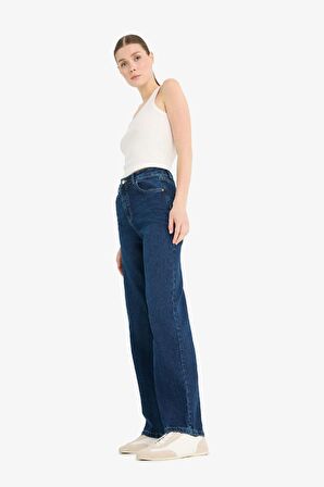 DeFacto 90's Wide Leg Yüksek Bel Uzun Jean Yıkamalı Pantolon E4269AX25SPNM34