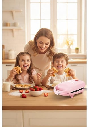 Kiwi Çocuk Waffle Makinesi KSM-2407K Pembe