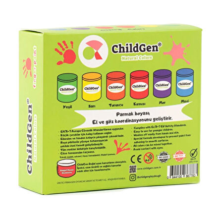 ChildGen Play Dough Süper Yıkanabilir Parmak Boya 6lı Set 6 x 50gr