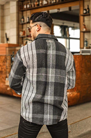 Pamuklu Oversize Oduncu Gömlek Antrasit