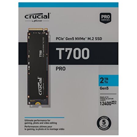 Crucial T700 CT2000T700SSD3 2TB 12400-11800MB/s M.2 Gen5 SSD