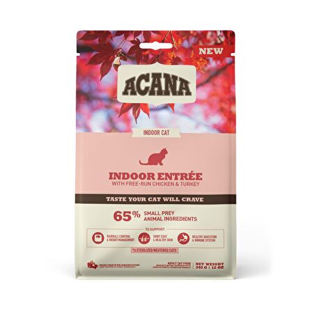 Acana Indoor Entree Hairball Control Tavuklu Hindili Kısırlaştırılmış Kedi Mamasıı 4,5 Kg