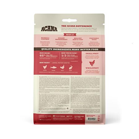 Acana Indoor Entree Hairball Control Tavuklu Hindili Kısırlaştırılmış Kedi Mamasıı 4,5 Kg