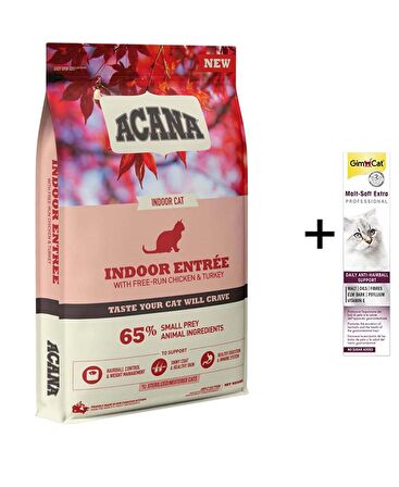 Acana Indoor Entree Tavuk Ve Hindili Kısırlaştırılmış Kedi Maması 4,5 Kg +  (Gimcat Malt Extra 100 g)