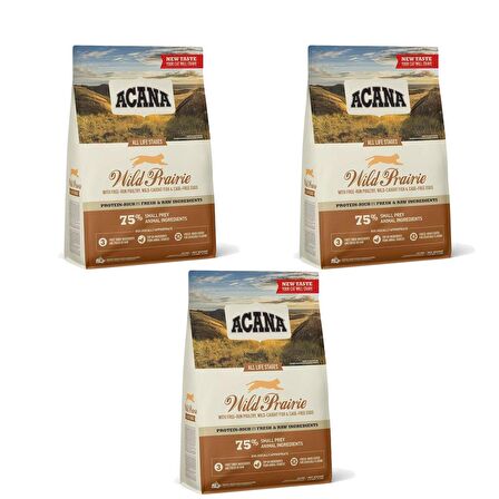 Acana Wild Prairie Tavuklu ve Göl Balıklı Tahılsız Kedi Maması 1,8 kg (3'lü Paket)