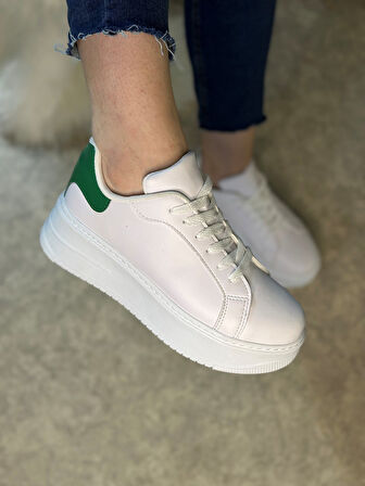 Günlük Kadın Sneaker Bağcıklı Hafif Kalın Yüksek Tabanlı Leopar Detaylı Yürüyüş Spor Ayakkabı 065