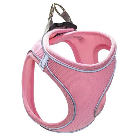 Mita Air Mesh Kedi Köpek Göğüs Tasması Çift Reflektörlü, Terletmeyen Açık Pembe / Candy Pink