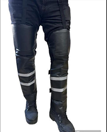 Bike Sky Diz & Bacak Koruma Deri Reflektörlü Yağmur & Rüzgar & Soğuğa Karşı bike sky (( MOTOSİKLET SIRT DAYAMA HEDİYELİ ))